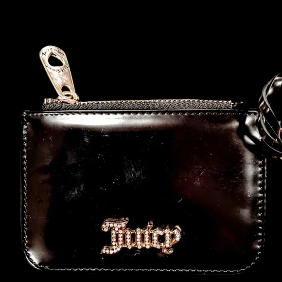 💎JuicyCouture*(2)*SET BLACK Coin Holder w/Gold Chain/Charms/Rhinestone WALLET❤️ - Picture 4 of 8